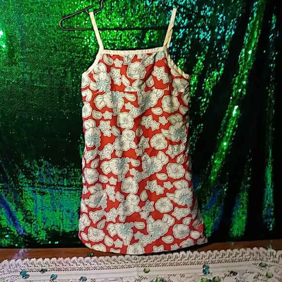 Little girls reversible Hawaiian print red dress - Picture 4 of 5